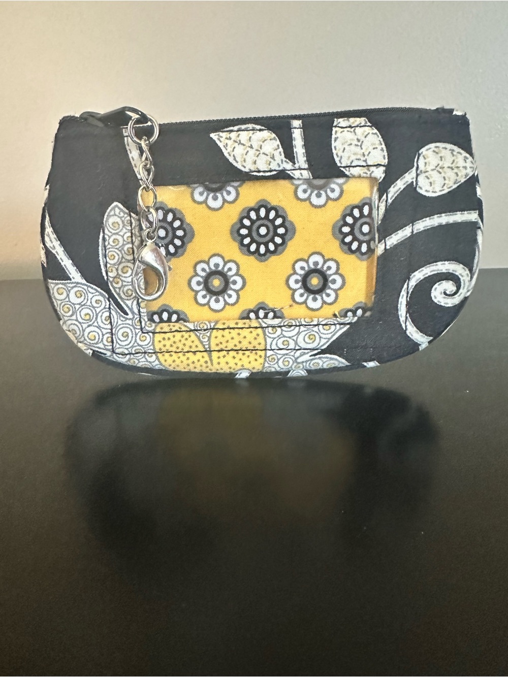 Yellow and Black Floral Vera Bradley ID Pouch